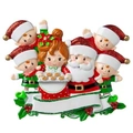DIY Santa Claus family resin Christmas ornament with 6 characters and blank banner - 6 Santa Claus And Lady Pendants