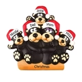 Personalisierter Weihnachtsbaumschmuck mit 5 schwarzen Bären und roten Weihnachtsmützen - 5 Bären Familie