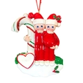 Customizable resin Christmas tree ornament with two figures holding a candy cane - Pregnant Couple Hand-painted Xmas Ornament
