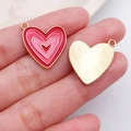 Pink and red heart-shaped enamel charm pendant with gold backing for DIY jewelry making - Red Multi-Layer Heart Style (21192)