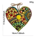 Colorful resin mosaic heart hanging garden ornament with rope and 18cm dimensions - Resin Heart Hanging Decoration