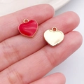 Pink drip oil heart charm and gold pendant on finger for DIY jewelry making - Red Heart Design Style (21193)