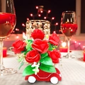 Arrangement de roses rouges en résine sur base voiture pour décor de Saint-Valentin - Base de Voiture Rouge (Sans Roses)