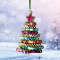 Bunter mehrlagiger Weihnachtsbaumschmuck aus Harz mit Stern und festlichen Mustern - Weihnachtsbaum