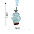Ornamento natalizio in vetro di mare con stella marina e nastro bianco altezza 6,2 cm - Ornamento Oceano Bianco / Bianco