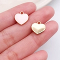 Pink enamel heart pendant and gold charm for DIY jewelry making necklaces and earrings - Pink Heart Style (21194)