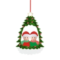 Detailansicht eines personalisierten Weihnachtsbaum-Anhängers mit Kinderfiguren - Zwei Köpfige Familie