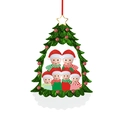 Christmas tree resin ornament featuring a 6-person family with hanging red string - Family Of Six