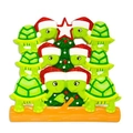 Green resin turtle family Christmas tree ornament with festive red hats and star topper - 6 Turtles Hand Painted Hanging