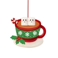 Kersthanger van hars met warme chocolademelk en marshmallows in een rode mok - Marshmallow Paar Stijl (A448)
