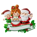 Customizable resin Christmas ornament featuring Santa, Mrs. Claus, and a festive elf - Triple Figures Style