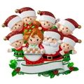 Custom resin Christmas family of 8 ornament with Santa, Grandma and 6 little elves - Eight Characters Style