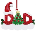 Christmas DAD resin hanging ornament with festive tree, Santa hat and white snow base - DAD Style