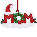 Christmas MOM ornament with Santa hat and green wreath details for holiday tree decor - MOM Style
