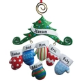 Personalisierter Harz-Weihnachtsbaumanhänger mit sechs bunten Handschuhen und Namen - 6 Handschuhe Stil (A469)