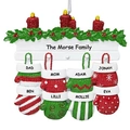 Customized Christmas tree ornament with resin candles and eight colorful family gloves - 8 Mittens Style