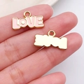 Pink LOVE charm pendant with gold plating and enamel drip for jewelry making - Pink LOVE Letter Plate Style (21199)