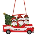 Addobbo natalizio camion rosso personalizzato con gnomi della famiglia e albero - Stile 3 Personaggi