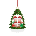 Harz-Weihnachtsbaum-Anhänger mit vierköpfiger Familie und roten Glitzermützen - Vier Köpfige Familie
