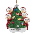 Adorno de árbol de Navidad personalizado para familia de 5 con purpurina y nombres - Familia de 5