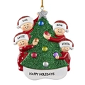Adorno de árbol de Navidad con 4 figuras y estrella dorada para regalos navideños - Familia de 4