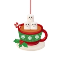 Kerst marshmallow warme chocolademelk mok ornament met rood koord voor huisdecoratie - Kleine Marshmallow Familie Stijl (A448)