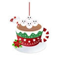 Christmas hot cocoa resin pendant with cute marshmallows and red hanging string - Four Marshmallows