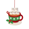Hars kersthanger met rode koffiemok en schattige lachende marshmallows - Grote Marshmallow Familie Stijl (A448)