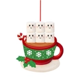 Cartoon resin Christmas ornament featuring a red cup with six cute marshmallows - Marshmallow Group Style (A448)