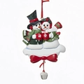 Schneemann-Paar Weihnachtsanhänger aus Harz mit roter Schleife und Glocke für den Baum - Schneemann Paar Hängedekoration