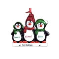 Customized penguin family resin ornament wearing festive hats for Christmas decoration - 3 Penguins Family Music Hanging Ornament (A494)