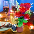 Vase d'ours en peluche en résine avec roses rouges pour décoration de table romantique - Ours Base de Sac Rouge-Brun (Sans Roses)