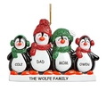 Custom Penguin Family Christmas Ornament with Glitter Details and Gold Hanging String - 4 Penguins Family Music Hanging Ornament (A494)