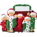 Famiglia di 5 pupazzi di neve in resina per Natale con spazio DIY sul camino rosso - Stile Cinque Pupazzi di Neve