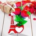 Red Eiffel Tower resin ornament with LOVE text and faux roses in heart base - Eiffel Tower Heart Base (Without Roses)
