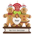 Personalisierter Lebkuchen-Paar Weihnachtsschmuck aus Harz mit festlichem Text - 2-Personen Lebkuchen-Familien-Stil (Bedruckt)