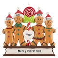 Personalisierter Lebkuchenfamilie Weihnachtsanhänger aus Harz mit Herz und Lutscher - 4-Personen Lebkuchen-Familien-Stil (Bedruckt)