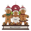 Personalisierter Lebkuchenfamilie Weihnachtsanhänger aus Harz mit drei Figuren - 3-Personen Lebkuchen-Familien-Stil (Bedruckt)