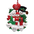 Ornamento natalizio famiglia di pupazzi di neve personalizzato con cuore e nastro - Coppia di Pupazzi di Neve