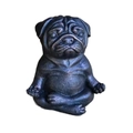 Meditating pug statue in a dark bronze finish for garden and home decoration - Meditation Pose Dog