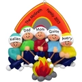 Ornamento natalizio personalizzato per famiglia di 5 persone con falò e tenda - Design Famiglia 5 Persone (A514)