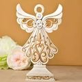 Elegante statuetta di angelo bianco con filigrana dorata e cristalli di strass decori - Angel Wings Ornament