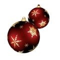 Palline di Natale rosse con fiocchi di neve dorati e ganci metallici per appenderle - Pallina Rossa Fiocco di Neve