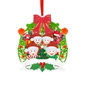 Weihnachtsanhänger Froschfamilie mit Baumrahmen und roter Schleife für Feiertage - 4-Personen-Stil (A554)