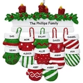 Christmas fireplace ornament with twelve hanging red gloves for family personalization - 12 Mittens Style