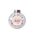 Transparent Happy Birthday hanging ornament with colorful floral patterns and silver cap - Flower Pattern