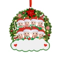 Family of 8 snowmen Christmas wreath ornament with customizable name plate - 8-Person Family