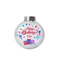 Round white birthday decoration ball with Happy Birthday prints and silver metal cap - Gift Box Pattern