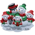 Adorno navideño de familia de 5 muñecos de nieve personalizado con nombres y fecha - Estilo Familia Grande Muñecos de Nieve
