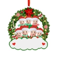 Family of 7 snowman figures on green Christmas wreath ornament for holiday decor - 7-Person Family